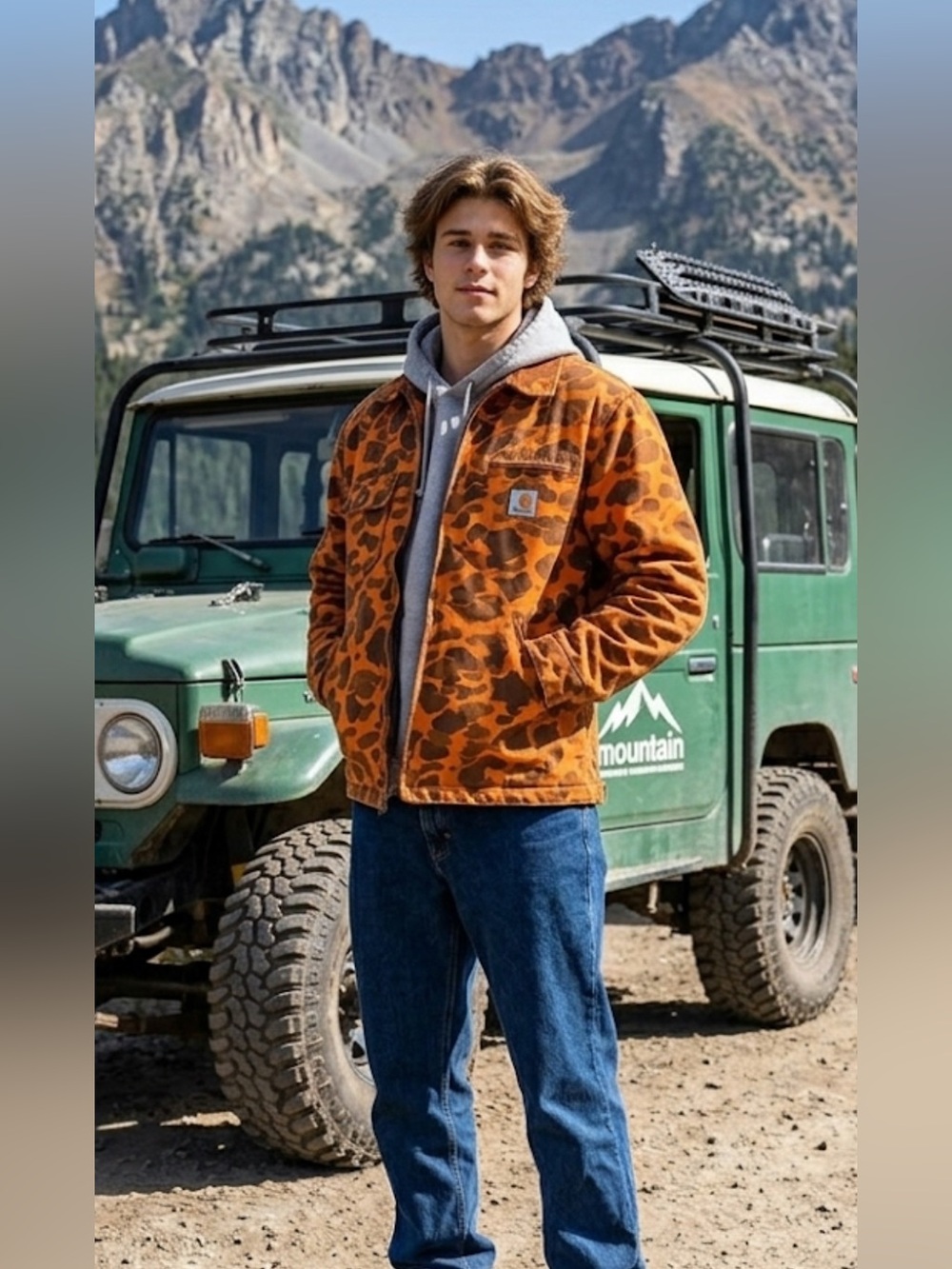 Carhartt WIP Duck Detroit Jacket in Camo Duck / Green / Turmeric.Size M
